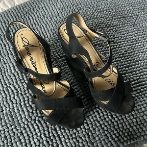 American Rag Cie Black Wedges Suede